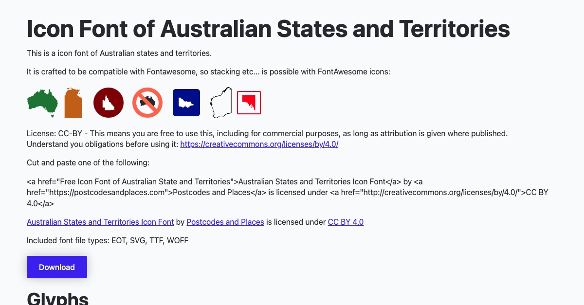Free Icon Font For Australian States And Territories Postcodes And Places Free Icon Font For Australian States And Territories Postcodes And Places